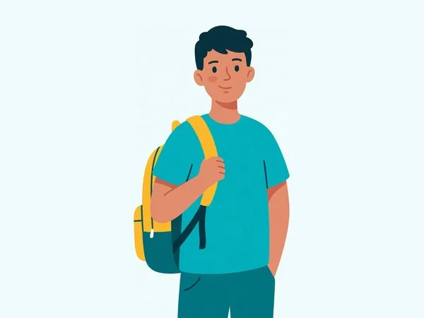 Ilustração de adolescente de mochila