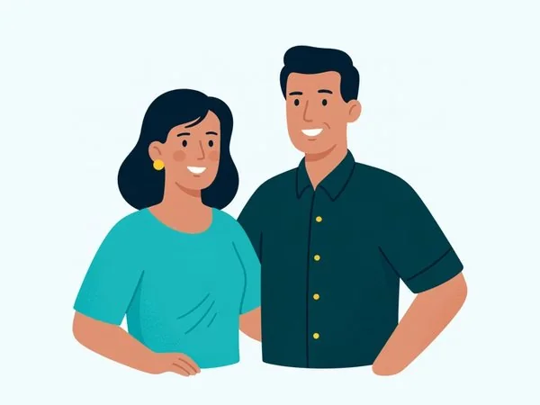 Ilustração de casal adulto