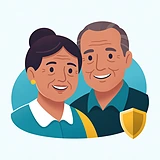 Ilustração de um casal de idosos sorrindo